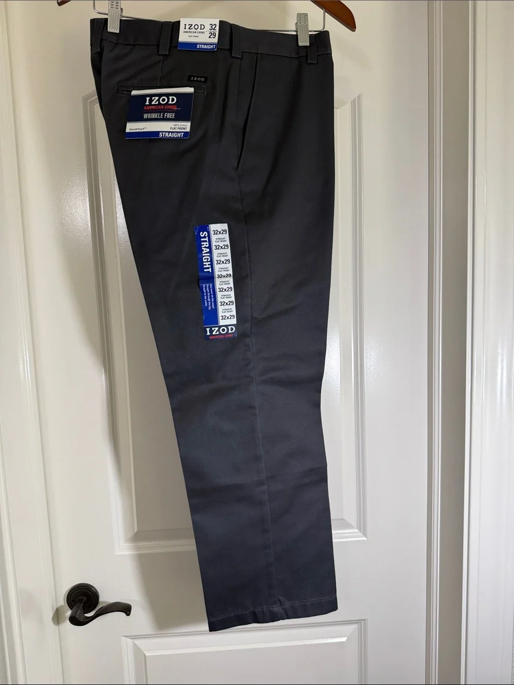 Izod Men's Straight Fit Dark Charcoal Dress Chinos